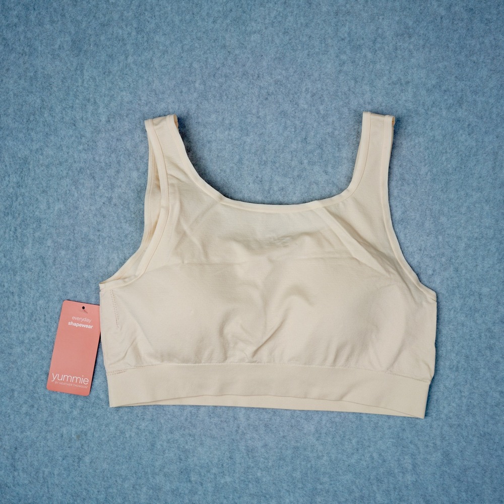 Yummie Women's 1X/2X Nude Nylon Scoop Neck Comfort Bralette Bra w/ Removable